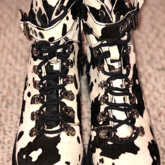 Jeffrey Campbell Combat Boot BlackWhite CalfHair - Picture 3 of 7